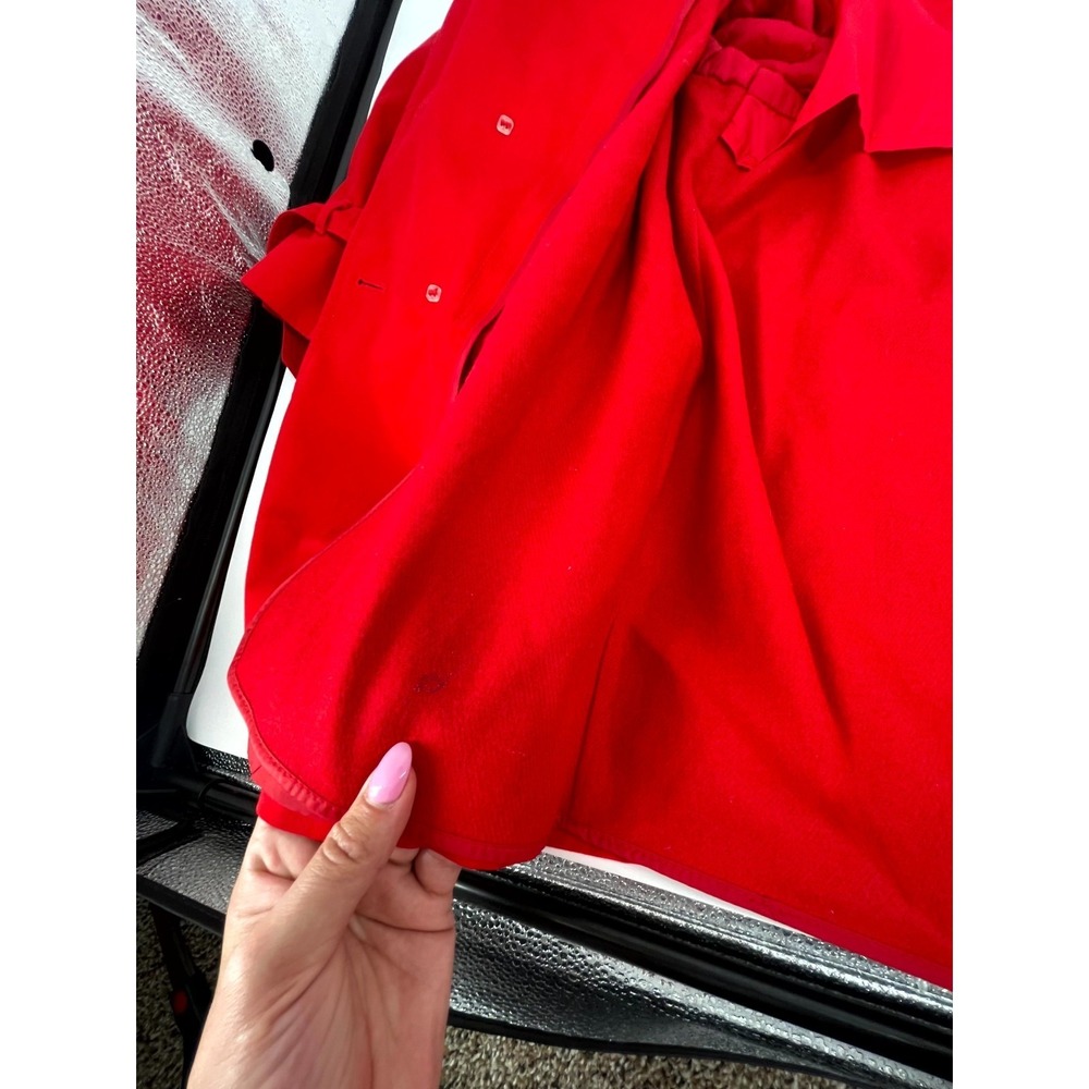 Vintage Misty Harbor Trench Coat Womens 16 Reg Red Lined Cotton Double Breasted - Picture 8 of 13